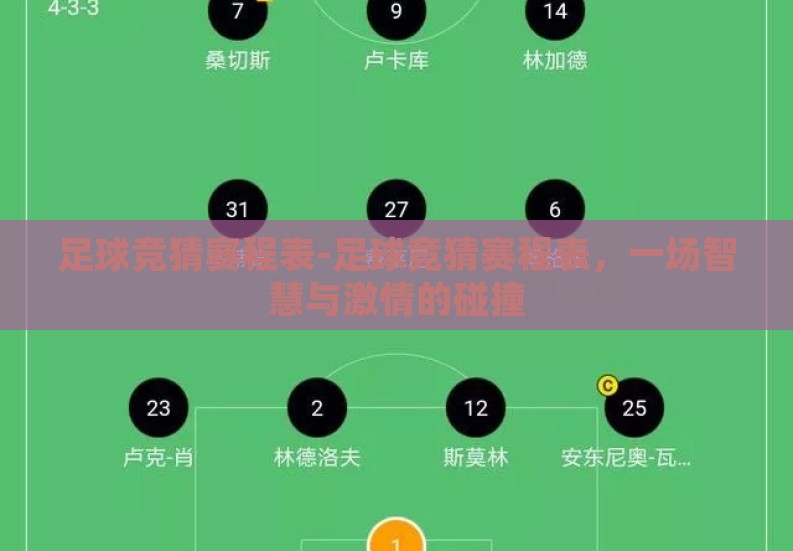 足球竞猜赛程表-足球竞猜赛程表,一场智慧与激情的碰撞 足球竞猜赛程表-足球竞猜赛程表,一场智慧与激情的碰撞