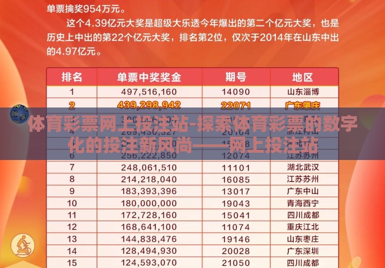 体育彩票网上投注站-探索体育彩票的数字化的投注新风尚——网上投注站