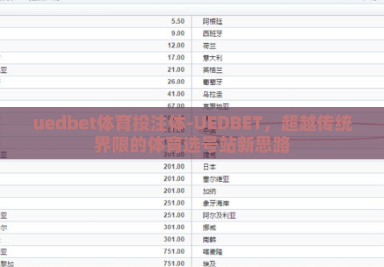 uedbet体育投注体-UEDBET，超越传统界限的体育选号站新思路