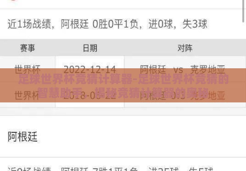 足球世界杯竞猜计算器-足球世界杯竞猜的智慧助手,揭秘竞猜计算器的奥秘 足球世界杯竞猜计算器-足球世界杯竞猜的智慧助手,揭秘竞猜计算器的奥秘