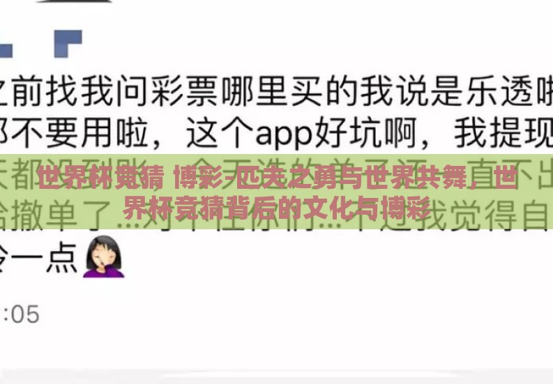 世界杯竞猜 博彩-匹夫之勇与世界共舞，世界杯竞猜背后的文化与博彩