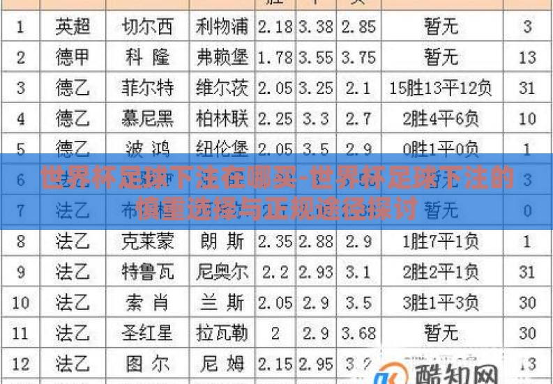 世界杯足球下注在哪买-世界杯足球下注的慎重选择与正规途径探讨