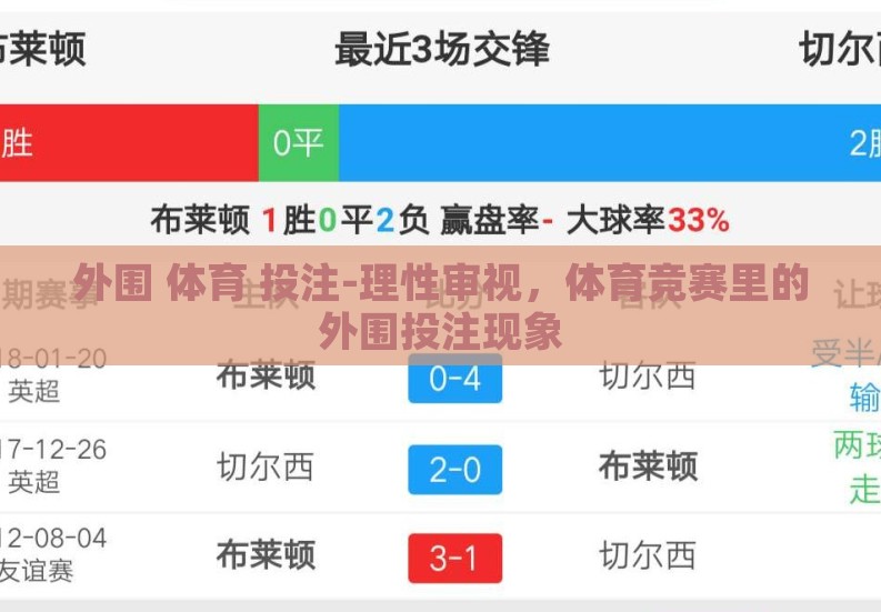 外围 体育 投注-理性审视，体育竞赛里的外围投注现象