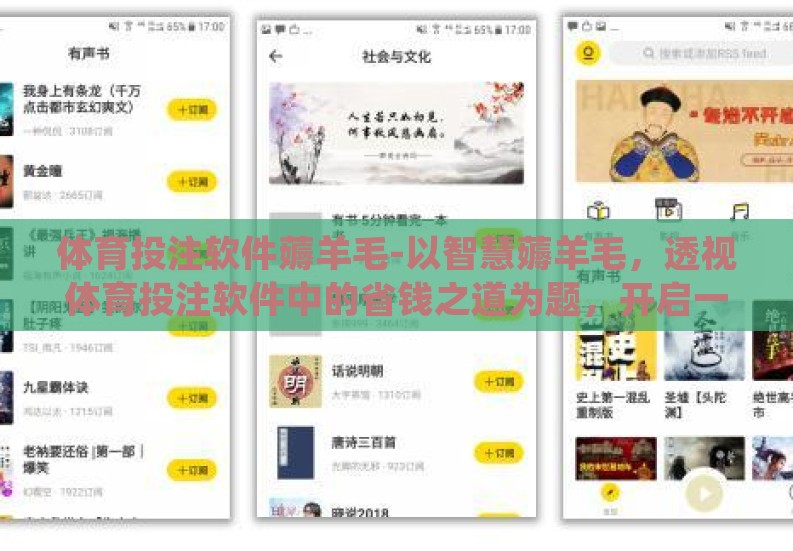 体育投注软件薅羊毛-以智慧薅羊毛，透视体育投注软件中的省钱之道为题，开启一场既具策略性又充满趣味的探讨之旅