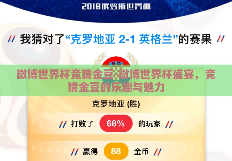 微博世界杯竞猜金豆-微博世界杯盛宴,竞猜金豆的乐趣与魅力 微博世界杯竞猜金豆-微博世界杯盛宴,竞猜金豆的乐趣与魅力