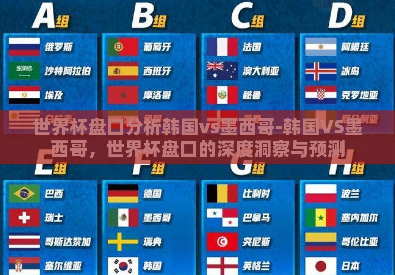 世界杯盘口分析韩国vs墨西哥-韩国VS墨西哥,世界杯盘口的深度洞察与预测 世界杯盘口分析韩国vs墨西哥-韩国VS墨西哥,世界杯盘口的深度洞察与预测
