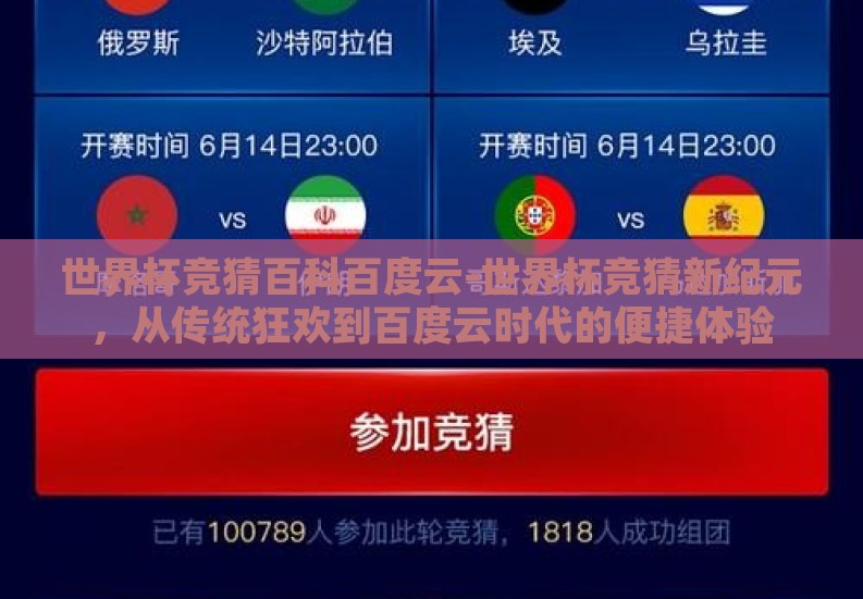 世界杯竞猜百科百度云-世界杯竞猜新纪元，从传统狂欢到百度云时代的便捷体验
