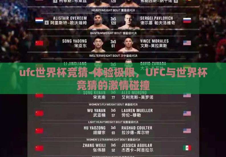ufc世界杯竞猜-体验极限,UFC与世界杯竞猜的激情碰撞 ufc世界杯竞猜-体验极限,UFC与世界杯竞猜的激情碰撞
